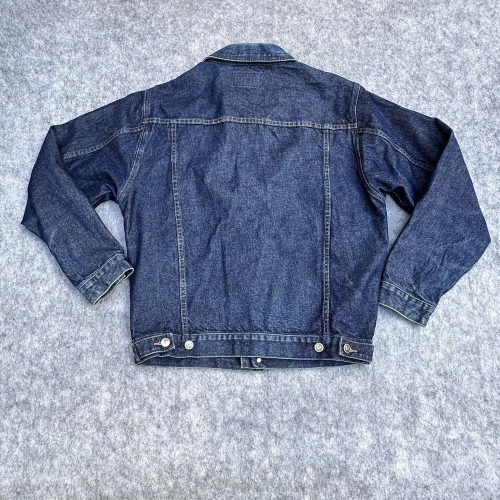 R.F.S Jeans Mens Medium Dark Wash Denim Trucker Jacket Indigo Cotton - Picture 7 of 13